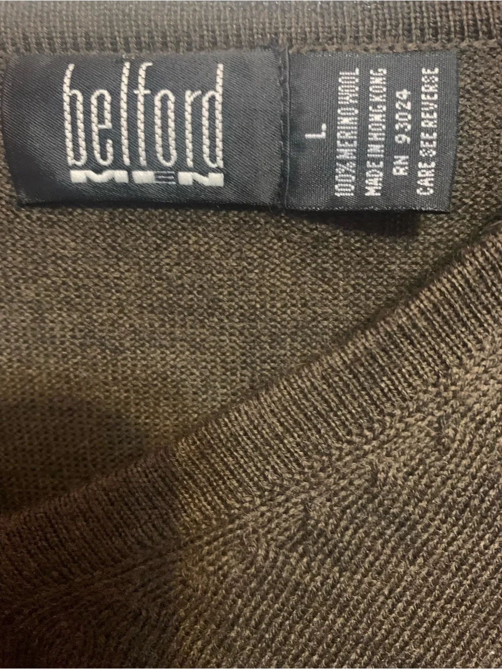 Belford Men 100% Merino Wool Sweater  Size‎ L